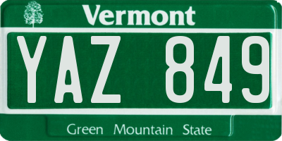 VT license plate YAZ849