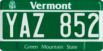 VT license plate YAZ852
