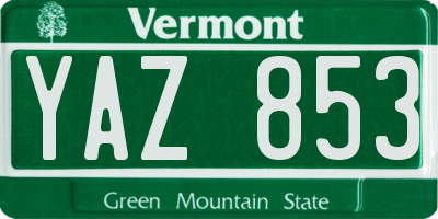 VT license plate YAZ853
