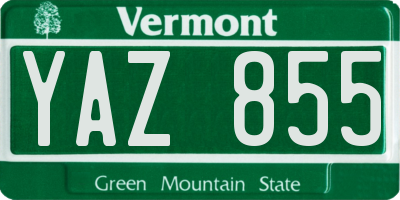 VT license plate YAZ855
