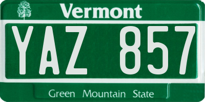 VT license plate YAZ857