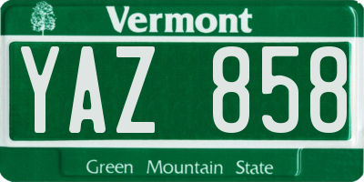 VT license plate YAZ858