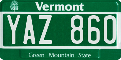 VT license plate YAZ860