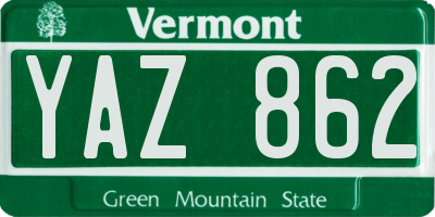 VT license plate YAZ862