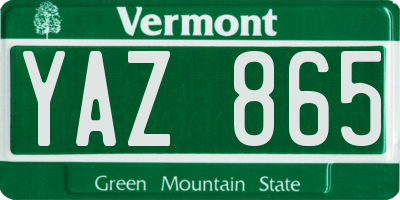 VT license plate YAZ865