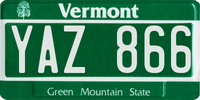 VT license plate YAZ866