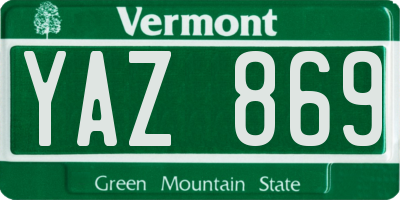 VT license plate YAZ869