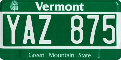 VT license plate YAZ875