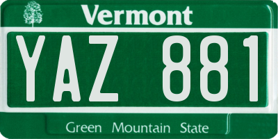 VT license plate YAZ881