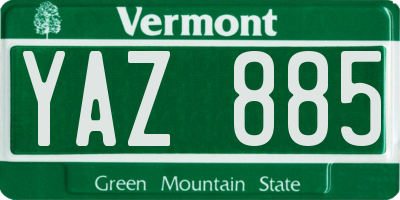 VT license plate YAZ885