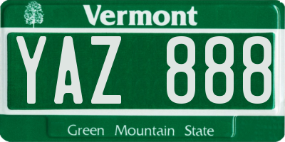 VT license plate YAZ888