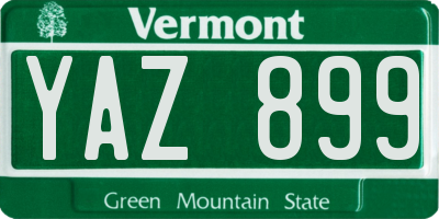 VT license plate YAZ899