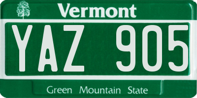 VT license plate YAZ905