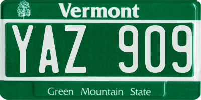 VT license plate YAZ909