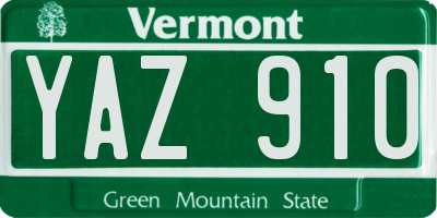 VT license plate YAZ910
