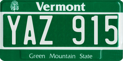 VT license plate YAZ915