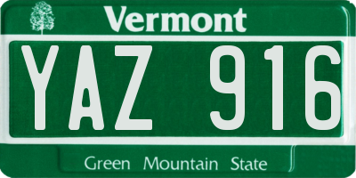VT license plate YAZ916