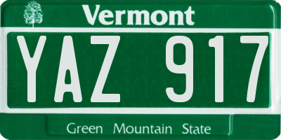 VT license plate YAZ917
