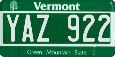 VT license plate YAZ922