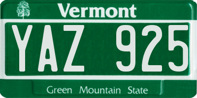 VT license plate YAZ925