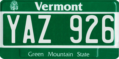 VT license plate YAZ926