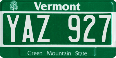 VT license plate YAZ927