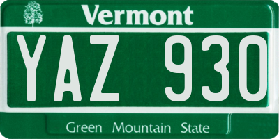 VT license plate YAZ930