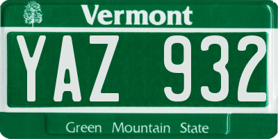 VT license plate YAZ932
