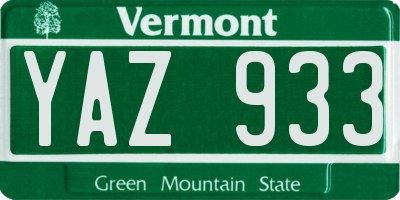 VT license plate YAZ933