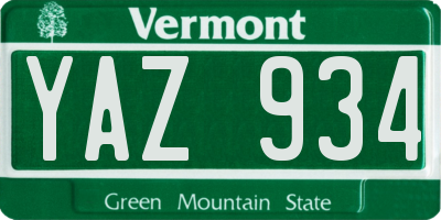 VT license plate YAZ934