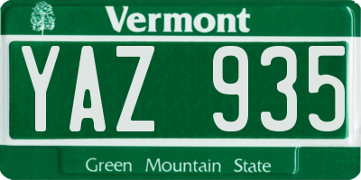 VT license plate YAZ935