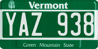 VT license plate YAZ938