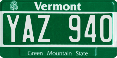 VT license plate YAZ940
