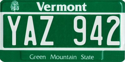 VT license plate YAZ942