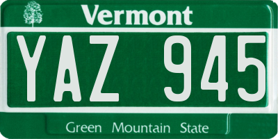 VT license plate YAZ945