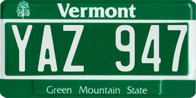 VT license plate YAZ947
