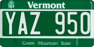 VT license plate YAZ950