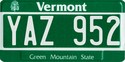 VT license plate YAZ952
