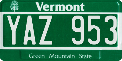 VT license plate YAZ953