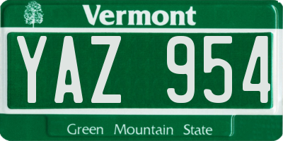 VT license plate YAZ954