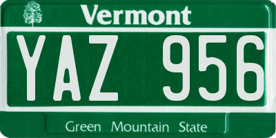 VT license plate YAZ956
