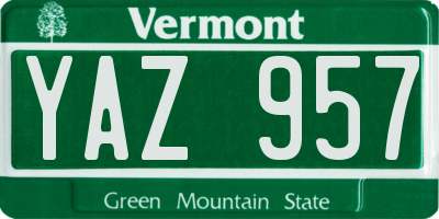 VT license plate YAZ957