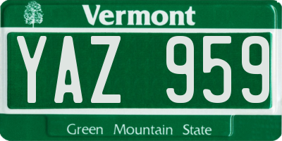 VT license plate YAZ959