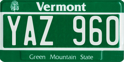 VT license plate YAZ960