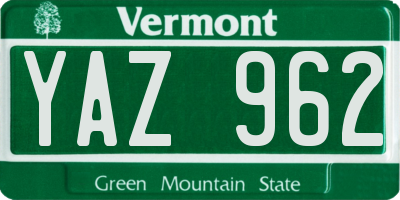 VT license plate YAZ962