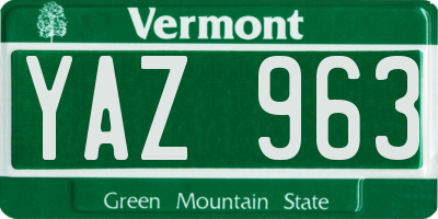 VT license plate YAZ963