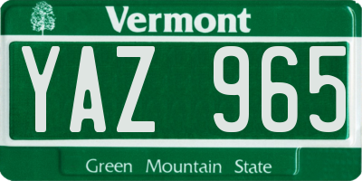 VT license plate YAZ965