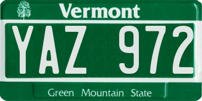 VT license plate YAZ972