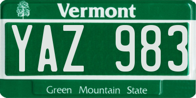VT license plate YAZ983