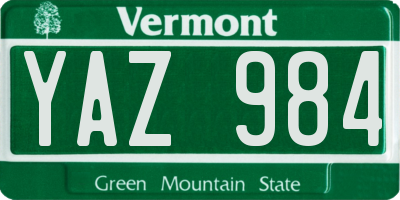 VT license plate YAZ984